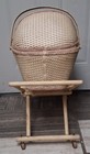Vintage 1939 Redman Wicker Baby Bassinet With Collapsible Wheeled Stand