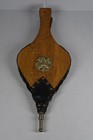 Vintage Wood   Leather Studded Bellows Fireplace Blacksmith Brass Accents Works