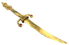 Vintage Brass Gold Ornate Dagger Khanjar Jambiya Knife   Scabbard Middle East