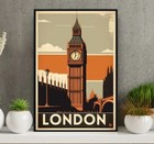 London Vintage Advertisement Poster Retro British Travel Art Printable