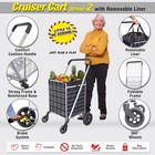 Cruiser Cart W  Liner Bag Bundle Shopping Grocery Rolling Folding Laundry Basket