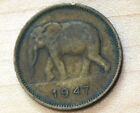 1947 Belgian Congo 2 Francs African Elephant