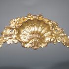 Large Antique French Gilded Bronze Furniture Pediment Decoration Shell Oak 