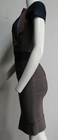 Herve Leger Blue gray Bandage Dress With Brown lilac Contrast Bandage Trim Sz M