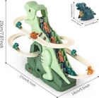 Electric Dinosaur Climbing Stairs Track Toy With Slide  Music  And Led Lights