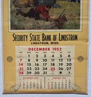 1952 Lindstrom Mn Bank Calendar Bear Watching Large 43 5x28 Northwoods Art