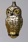 Antique Vintage Glass Big Gold Eye Owl Bird Figurine Christmas Ornament Germany