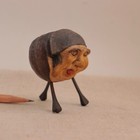 Antique Carved Grotesque Face Match Holder Striker 19th-c Folk Art Coquilla Nut
