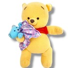 Fisher Price Winnie The Pooh 2004 Baby Bear Plush Rattle With Blue Bear Lovey