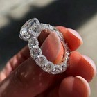 Attractive Engagement Ring Round Lab Created Diamond 14k White Gold Plated 5ct