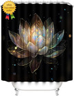 4pcs Lotus Shower Curtain Set Black And Gold Flower Bathroom Decor Sets Shower
