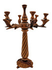 Wooden Candelabra Handcrafted 5 Taper Candle Holder - Vintage