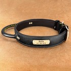 Custom Leather Dog Collar With Handle Personalized For Medium Large Dog Pet Name