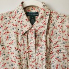 Women Vtg 90s Lrl Ralph Lauren Tan Floral Shirt Top S Country Cowgirl Prairie 