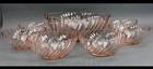 Vtg Pink Swirl Glass Arcoroc Rosaline 7 Piece Salad Set For 6 France Cottage