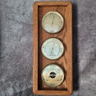 Vintage Barometer Hygrometer Thermometer Wood Cased Weather Station France