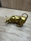 Vintage Solid Brass Bull Figurine Stock Market Wall Street Paperweight 5 