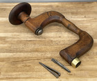 Vintage Antique Wood   Brass Coopers Brace   Spoon Bit 10  Sweep Rare Old Tool