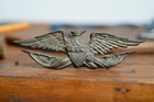 Antique Cast Iron Heraldic Eagle Shield Plaque Building Sign Finial Vintage