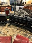 Lot Of 9 Antique Lionel Metal tin O Gauge Trains With Building And Tracks