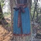 Pretty Blue Lace Apron For Dirndl German Hostess Waitress Dress Ex Long Ties