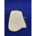 1950s Ivory Beaded Clutch Small Evening Bag Minimal Vintage Bridal Purse