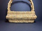 Boho Natural Tan Woven Wicker Reed Grapevine Rectangular Basket W  Handle 11 