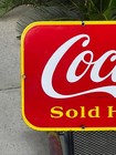 Canadian  Porcelain  Coca Cola -sold Here Ice Cold    1946  12 X 29 Inches