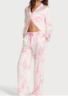 New Victoria   s Secret Glazed Satin Pajama Set White W  Pink Angel Wings Size S S