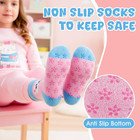 Girls Kids Fuzzy Socks With Grips Toddler Non Slip Slipper Socks Crew Fluffy War