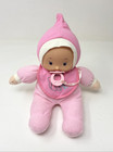 Vtg Hk City Toys 7  Seated Baby Doll Pink Plush Pacifier Bib 12411a110 Lovey