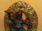Old Tibet Lapis Lazuli Gold Turquoise Mahakala Wrathful Deity Buddha Statue