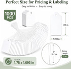1000 Blank White Merchandise Price Tags With Strings Size  5 Retail Strung Labe