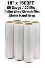 18  X 1500  80 Gauge 6 Rolls Pallet Wrap Stretch Film Hand Shrink Wrap 1500ft
