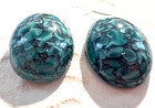 Al1062 Vintage Czech Glass Cabochons 25x18mm Aqua Matrix Flat Back Unfoiled  2 