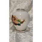 Antique 4  Japanese Cloisonn   Mini Vase     White Enamel  Two Rose Motif