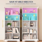 Glass Bookshelves With 5 Tier Display Case  For Living Room   white