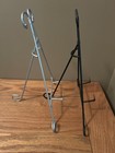 Plate Picture Display Easels Holder Sturdy Black Silver Metal 11    Tall Preowned