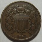   1864 Vf  Two Cent Piece  Repunched Date Rpd Super Eye Appeal Free Shipping