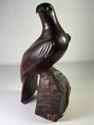 Hand-carved Wooden Toucan Parrot Sculpture Dark Hardwood On Natural Base Vtg 11 
