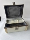 Vintage Train Case Make Up Carry On Suitcase Luggage - Off White