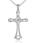 Irish Celtic Cross Pendant Necklace Silver