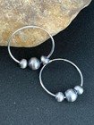 Native American Indian Navajo Sterling Silver Beads Hoop Earrings 03755