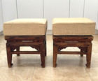Pair Of Chinese Wood Benches Stools With Jian Ding Certified Export Seal Marks  
