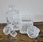 Vintage Cut Crystal Square Whiskey Decanters Set Of 2 Square Glass Liquor Bottle