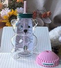 2026 Starbucks Bearista Pink Bear Glass Tumbler Cold Cup With Straw 20oz 591ml