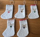 Lot Of 5 Handmade 7  Stockings From Upcycled Quilt Double-sided Shabby Chic Deco