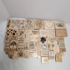 Huge Lot Of 50x Wood-mounted Rubber Stamps  Mixed Sizes  Brands    Themes