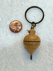 Vintage Mini Wooden Spinning Top Keychain Peg Top W metal Tip Folk Toy Charm