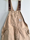 Carhartt 6fbqz Vintage Cotton Duck Beige Insulated Bib Overalls Men s Sz 38x34